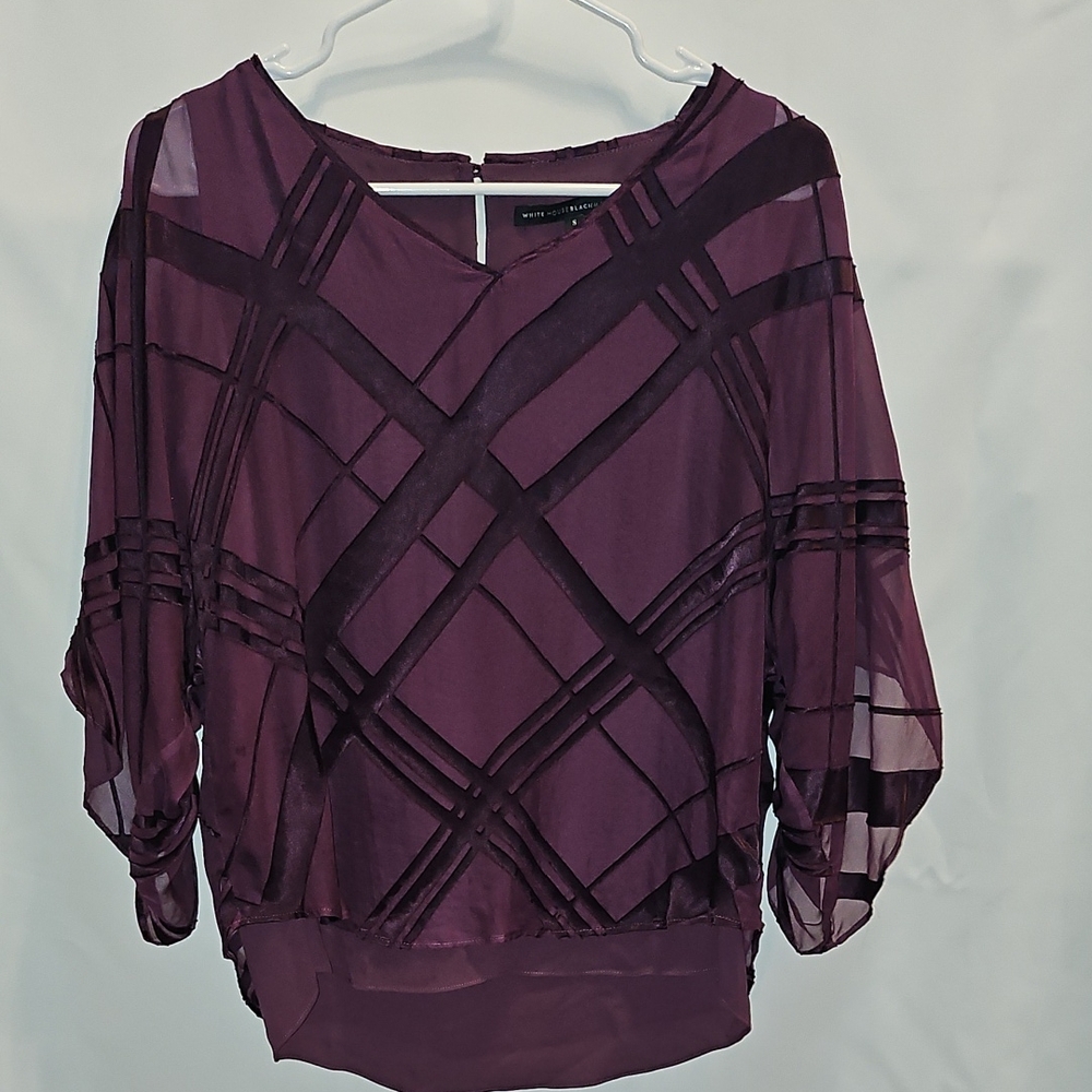 White House Black Market Plum Geometric Blouse